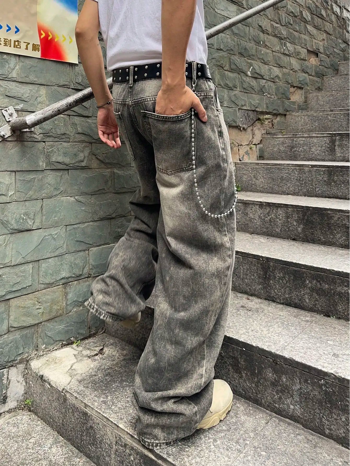 Jean Baggy Homme Y2K Vintage - Denim Extensible Streetwear Hip Hop
