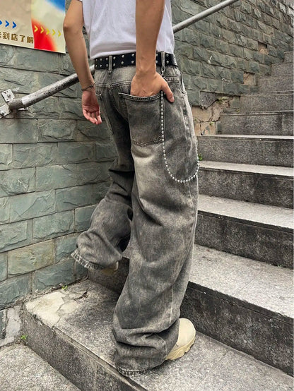 Jean Baggy Homme Y2K Vintage - Denim Extensible Streetwear Hip Hop