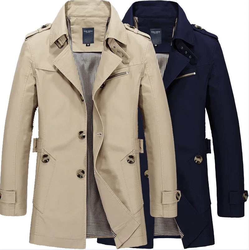 Veste Longue Homme Coupe-Vent - Trench Coat Élégant