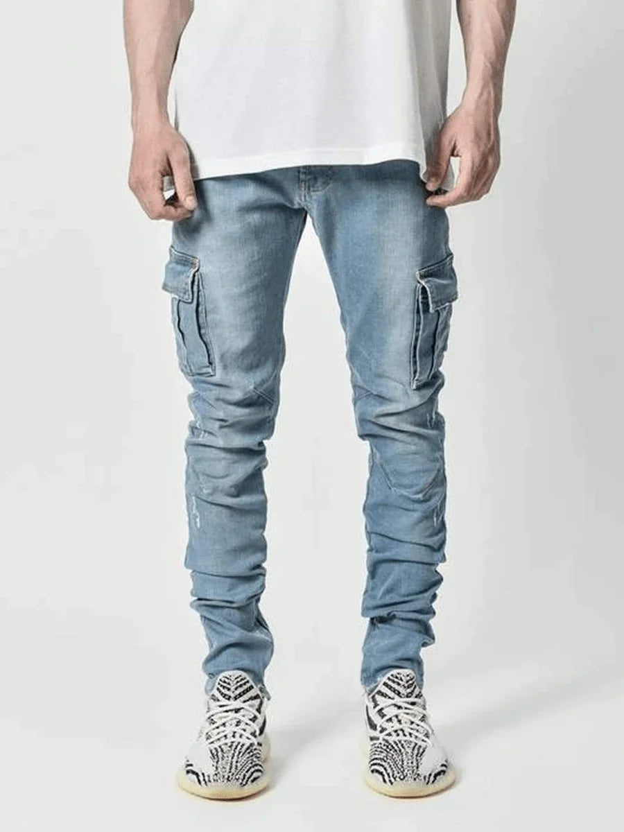 Jean multi poches Denim Cargo grande taille