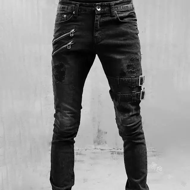 Pantalon de motard Slim déchiré pour hommes