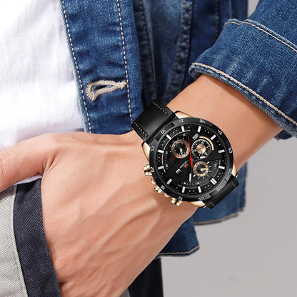 Montre à quartz en cuir pour homme