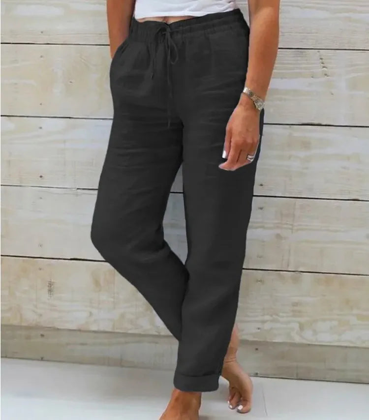 Pantalon en coton et lin pour femmes