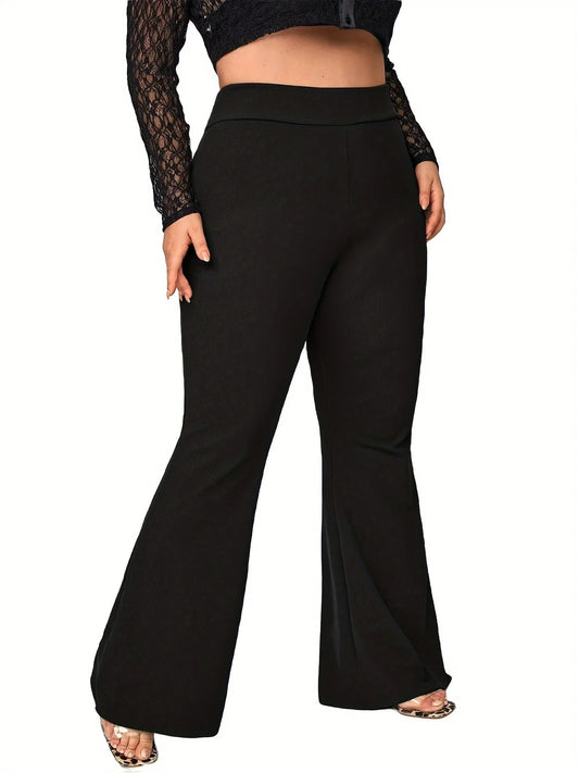 Pantalon évasé plissé femme grande taille noir
