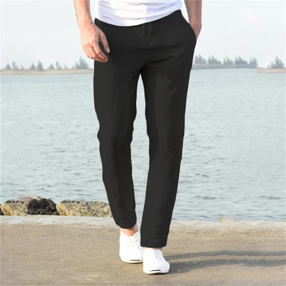 Pantalon en coton et lin pour homme
