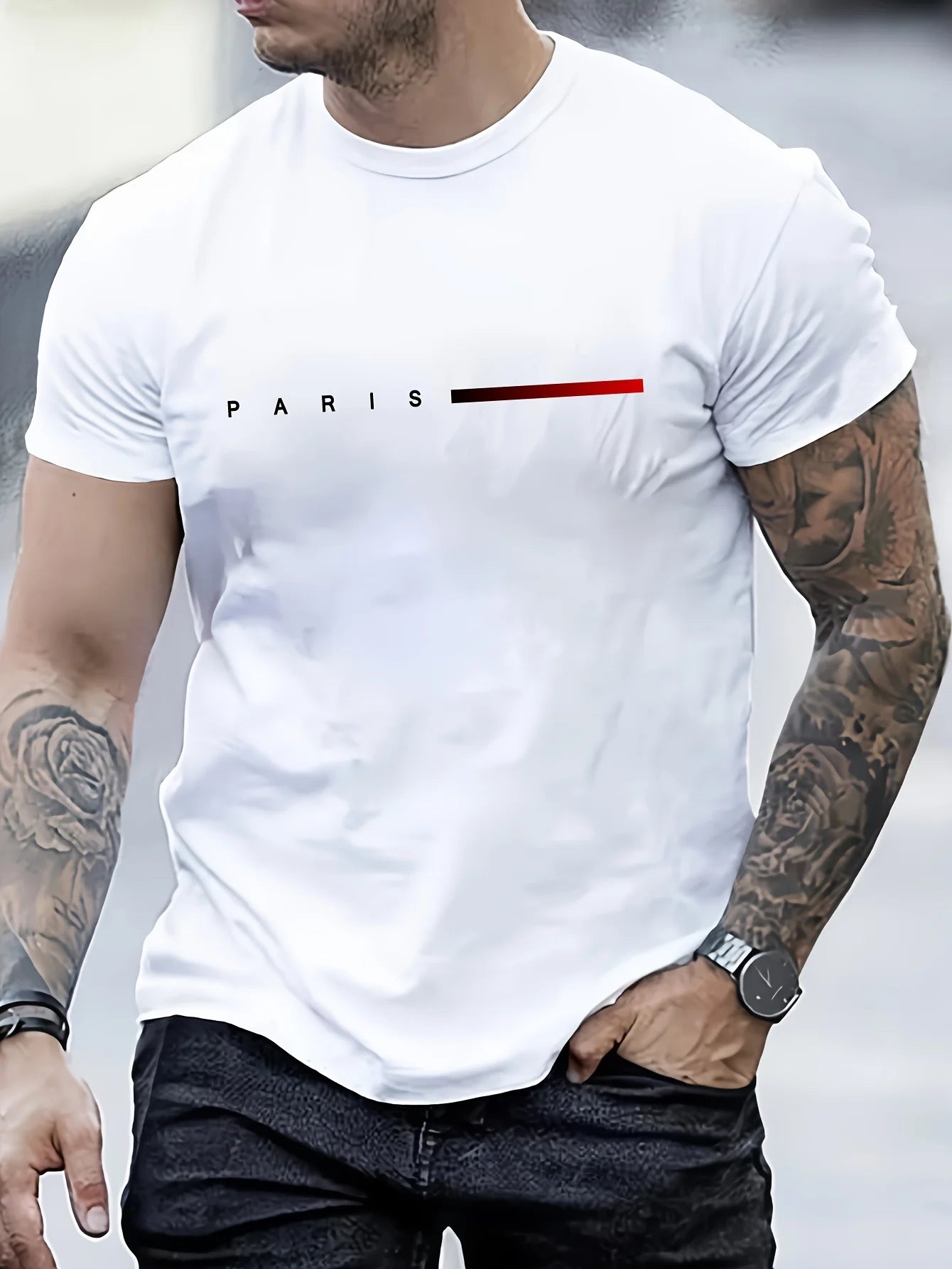 T-shirt imprimé PARIS pour hommes