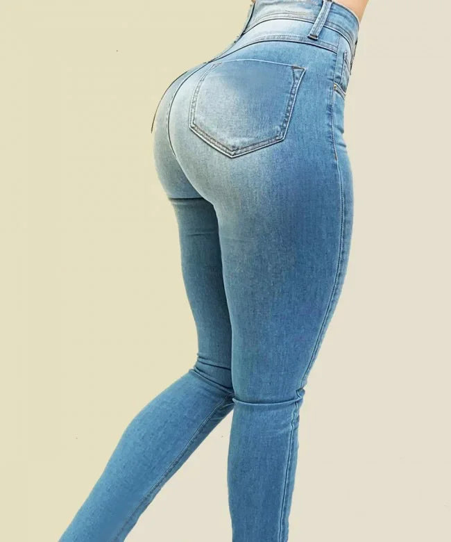 Jean taille haute en denim