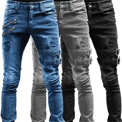 Pantalon de motard Slim déchiré pour hommes