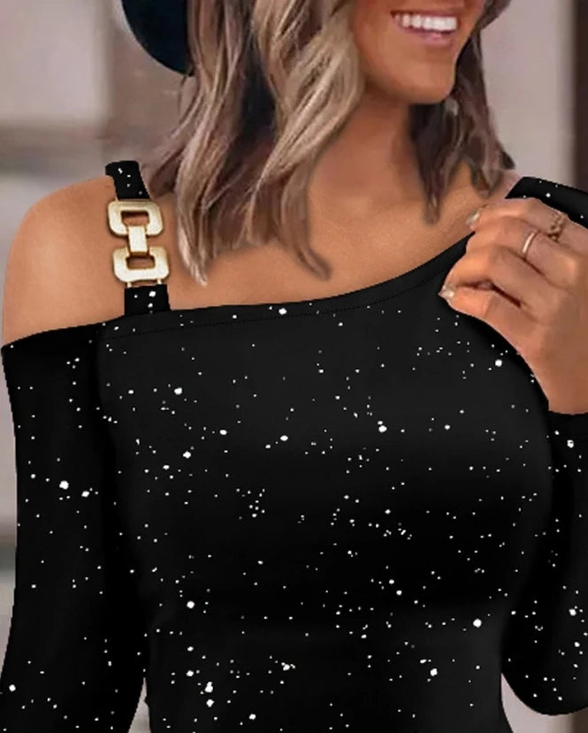 Robe élégante à paillettes épaules dénudées