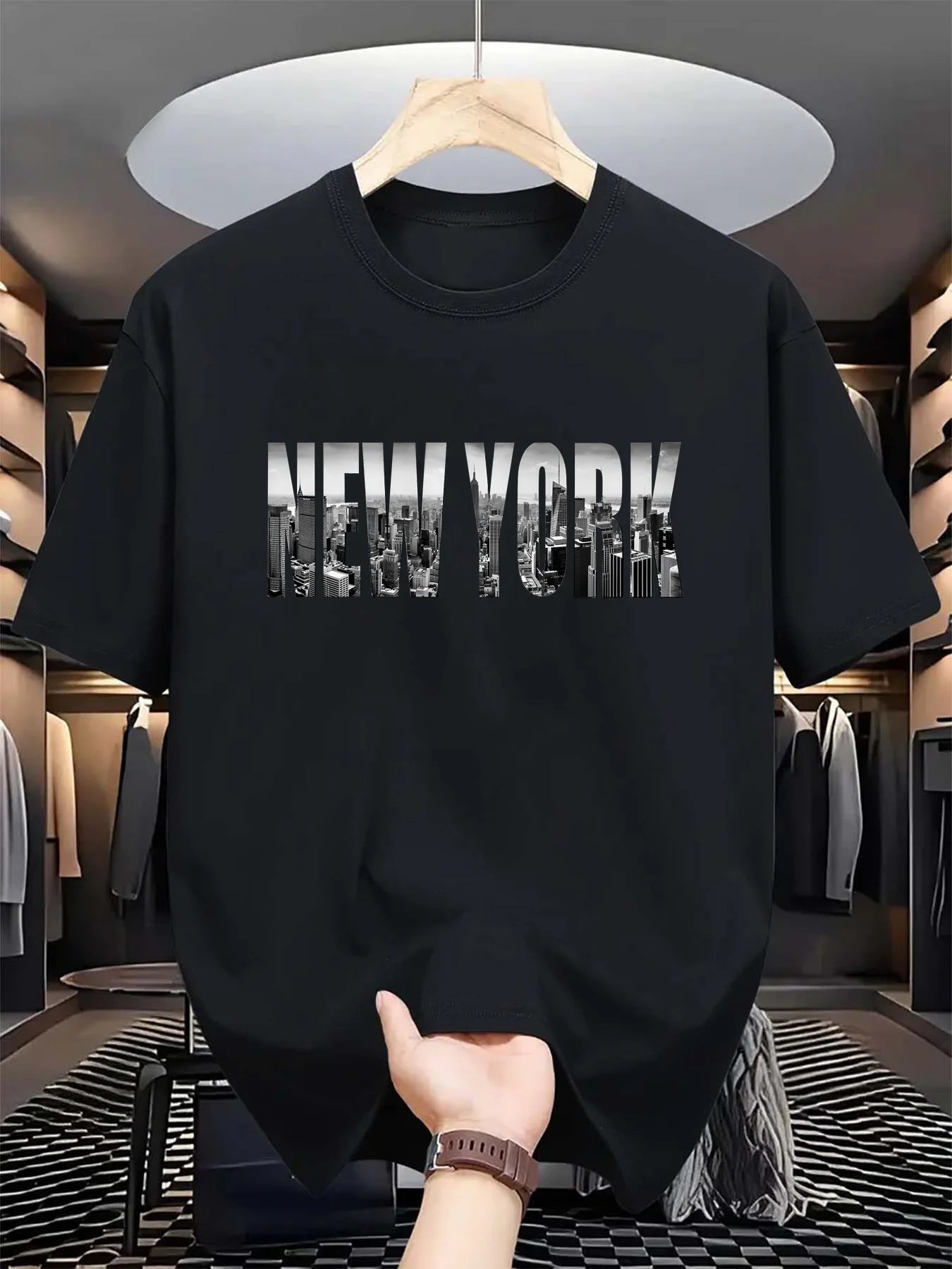 T-shirt Homme New York City - Coton Pur Col Rond Manches Courtes