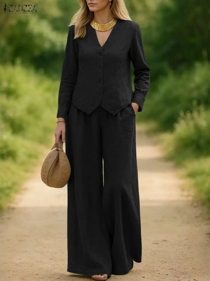 Ensemble Pantalon Large & Veste Élégante