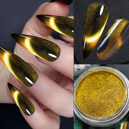 6 colors chameleon magic magnet cat eye powder 9D holographic cat eye magnet shiny nail powder DIY Christmas cat eye nail dust