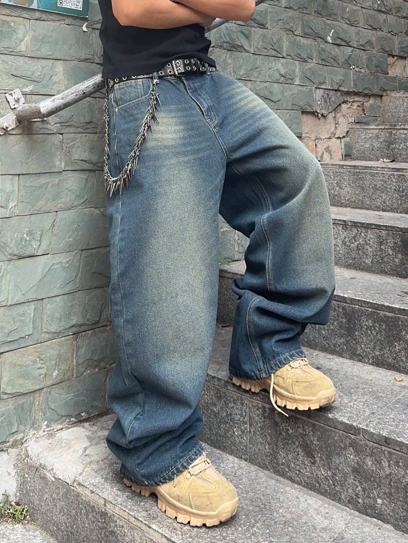 Jean Baggy Homme Y2K Vintage - Denim Extensible Streetwear Hip Hop