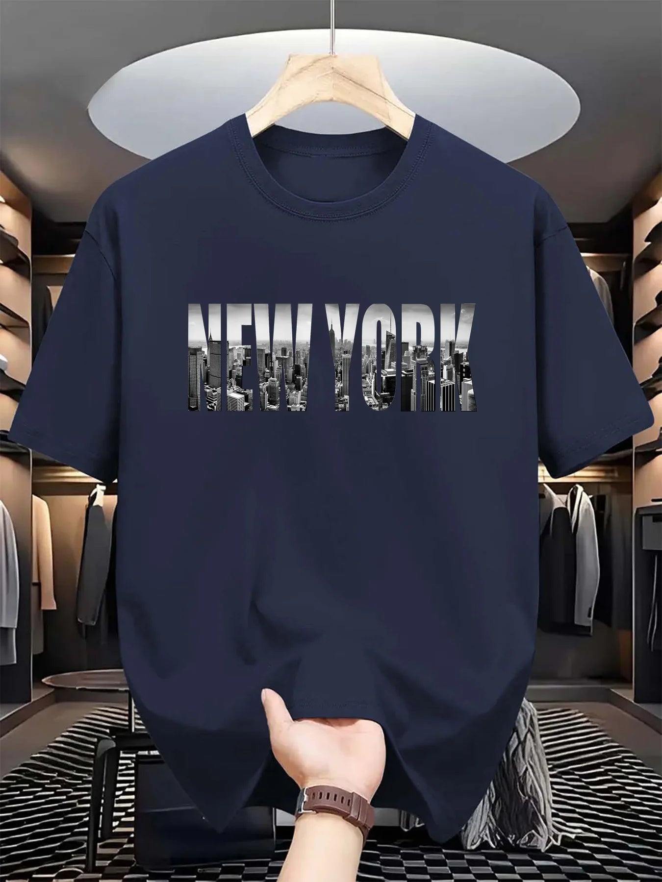 T-shirt Homme New York City - Coton Pur Col Rond Manches Courtes