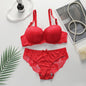 Soutien-gorge push up floral rouge élégant
