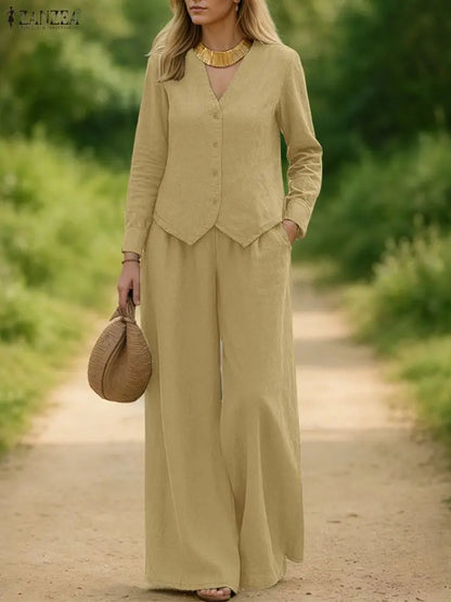 Ensemble Pantalon Large & Veste Élégante