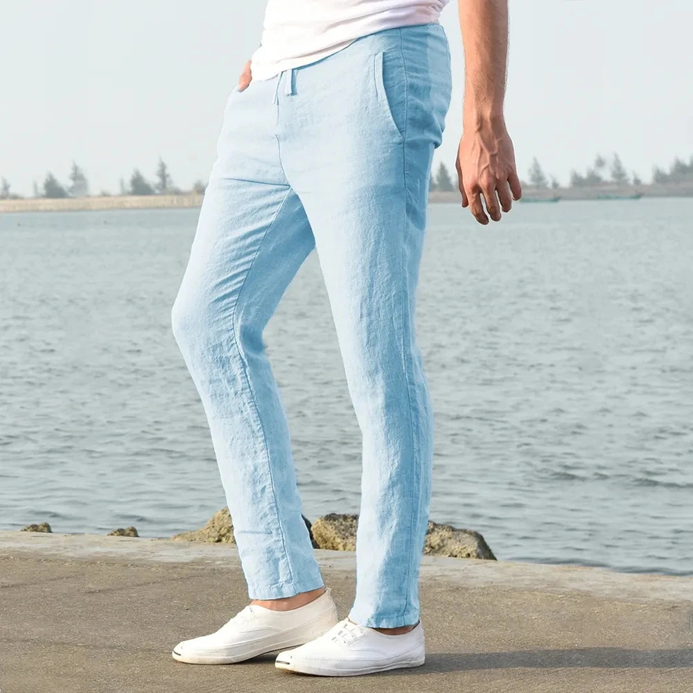 Pantalon en coton et lin pour homme