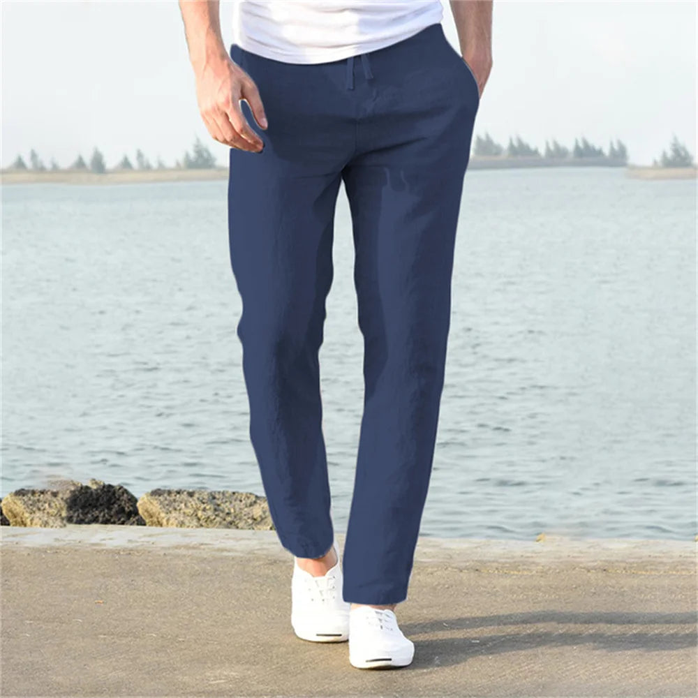 Pantalon en coton et lin pour homme
