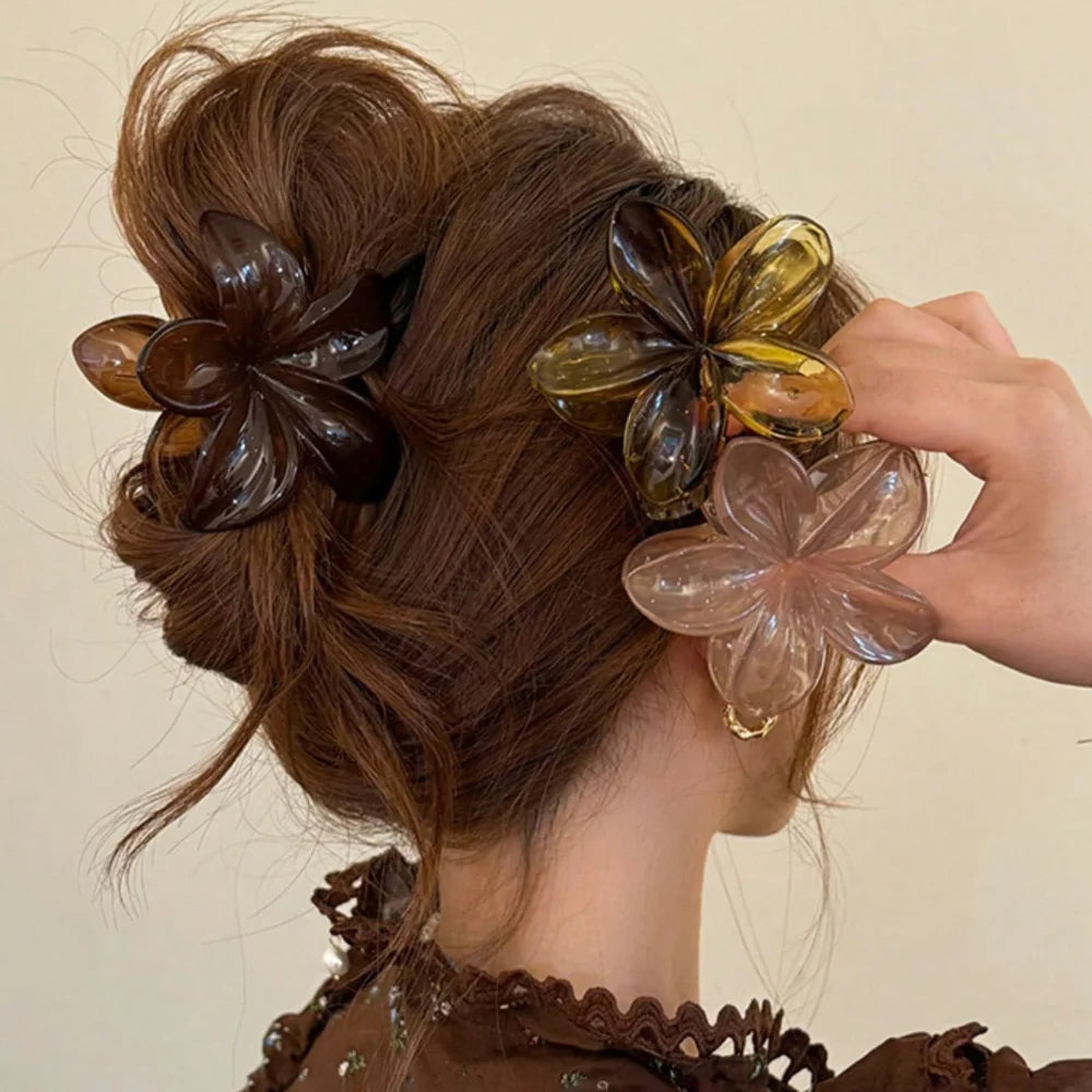 Pince Cheveux Sirène Laser Fleur - Grande Taille 8cm Femme