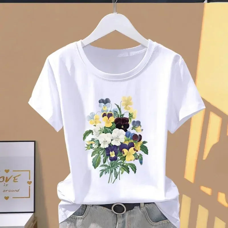 T-shirt imprimé floral femme décontracté
