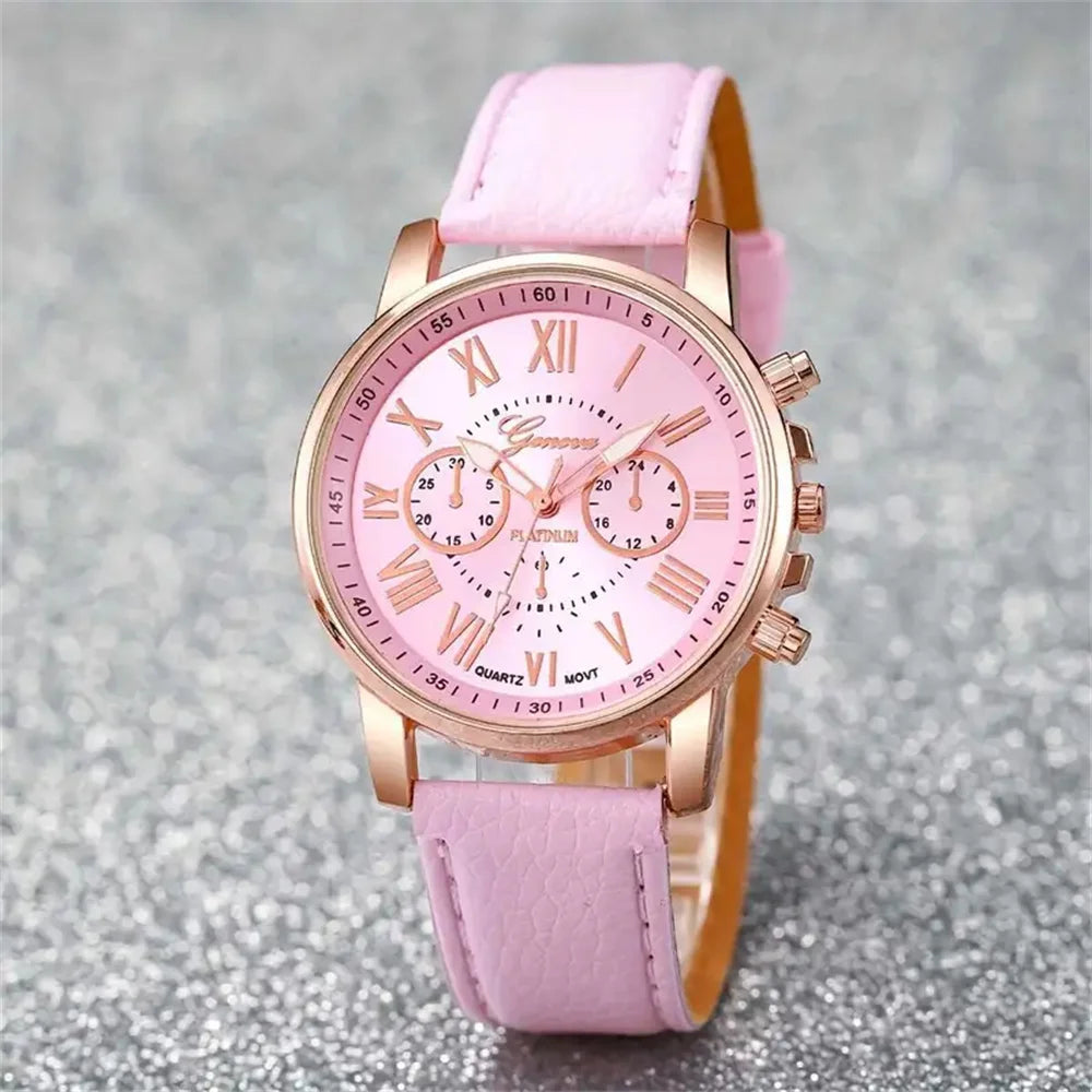 Parure bijoux montre quartz cuir femme
