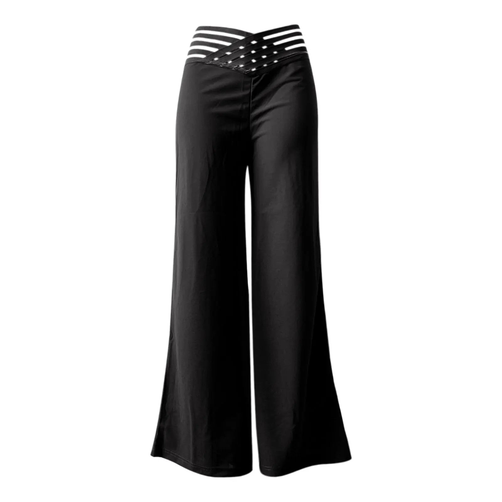 Pantalon évasé femme noir taille haute élégant