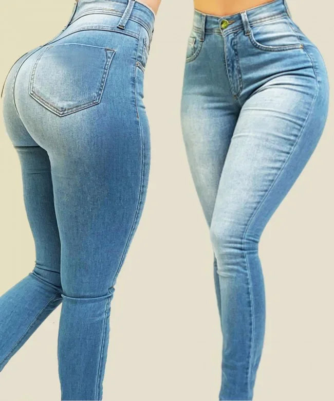 Jean taille haute en denim