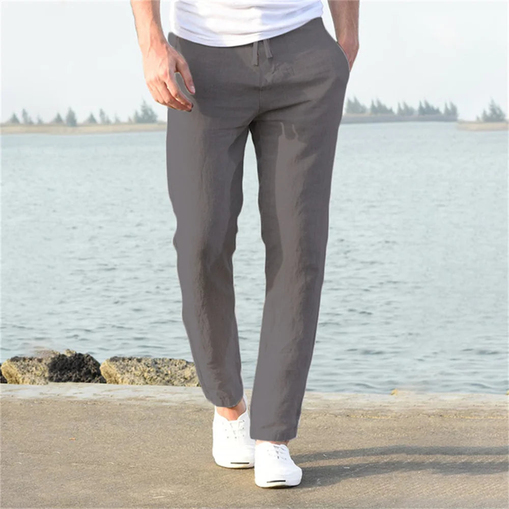 Pantalon en coton et lin pour homme