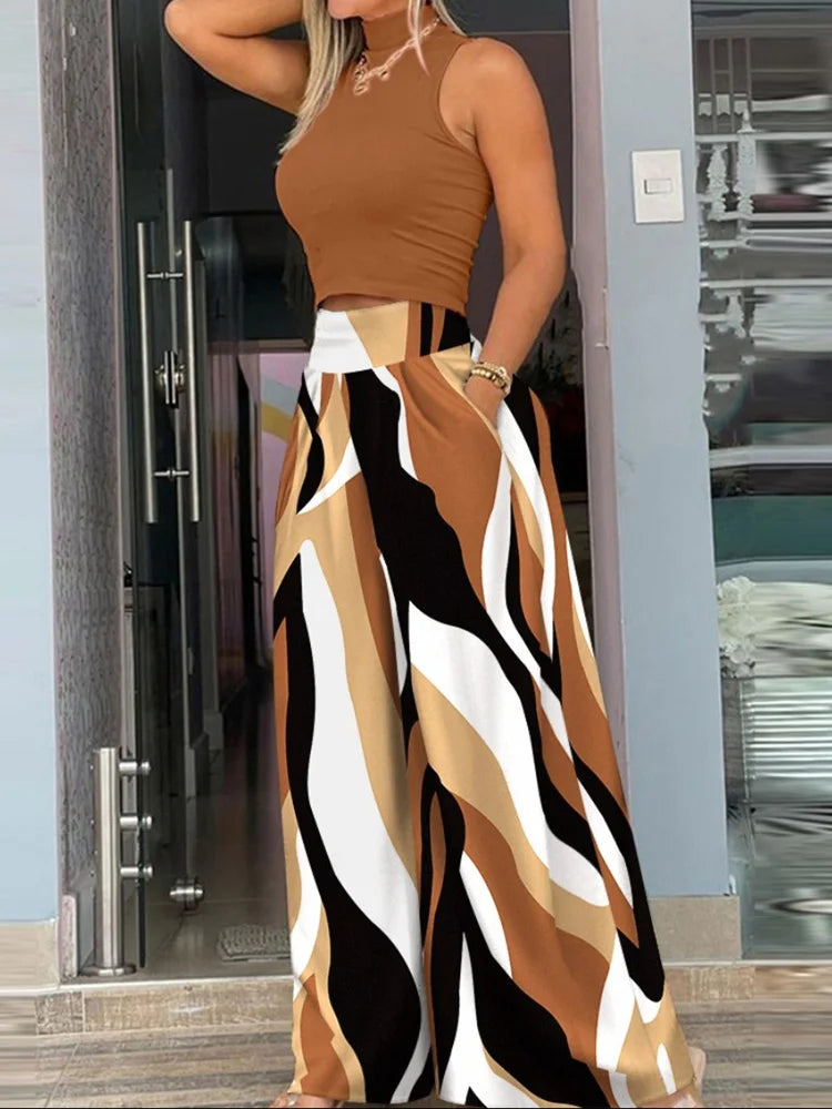 Ensemble débardeur pantalon à jambes larges