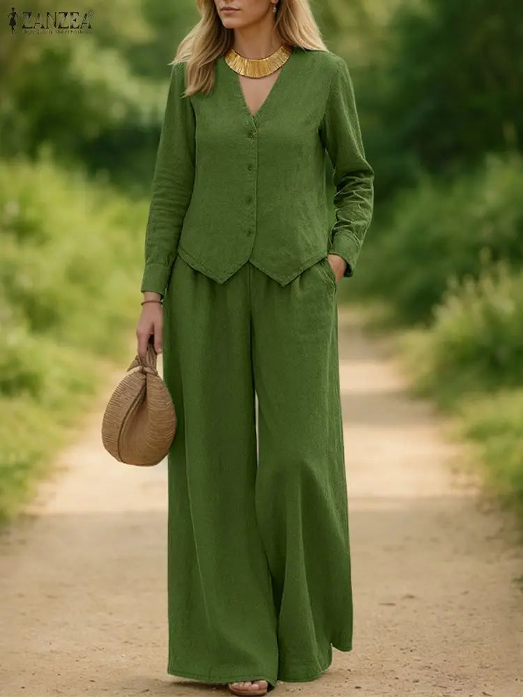 Ensemble Pantalon Large & Veste Élégante