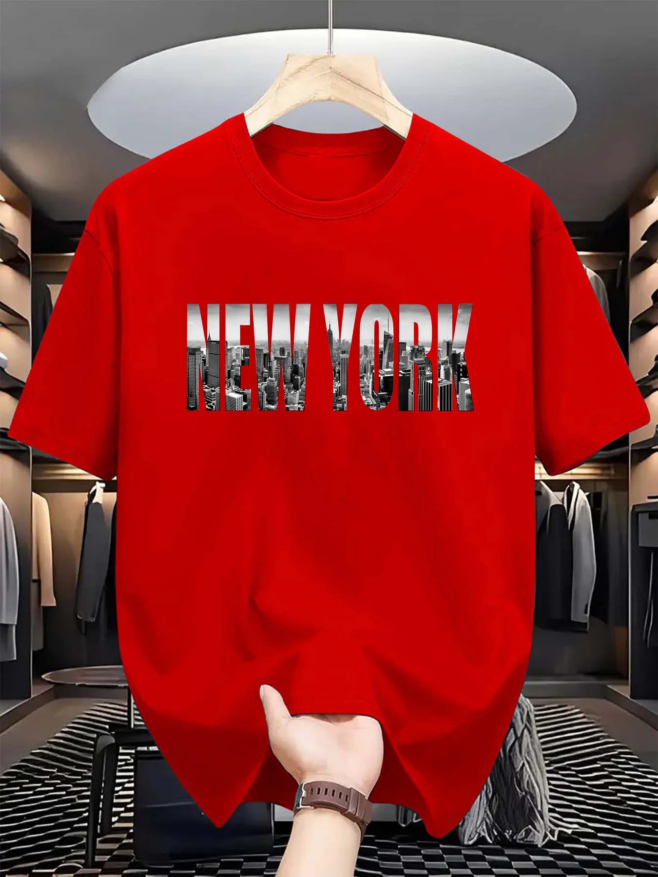 T-shirt Homme New York City - Coton Pur Col Rond Manches Courtes