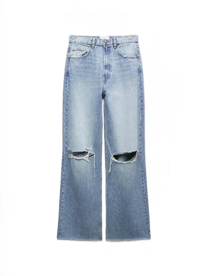 Jean Jambes larges à trous Femmes