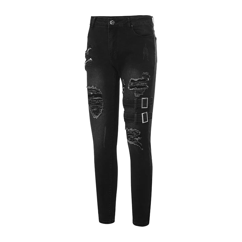 Pantalon de motard Slim déchiré pour hommes