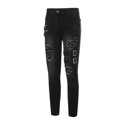 Pantalon de motard Slim déchiré pour hommes