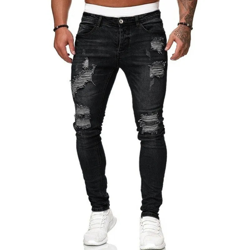 Jeans hommes déchiré Skinny