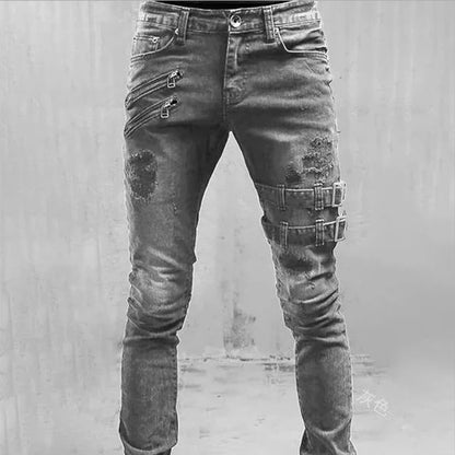 Pantalon de motard Slim déchiré pour hommes