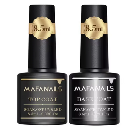 Gel nail polish set, base coat and top coat, high-gloss finish, UV LED Soak Off lamp, nail polish kit, 2 pieces