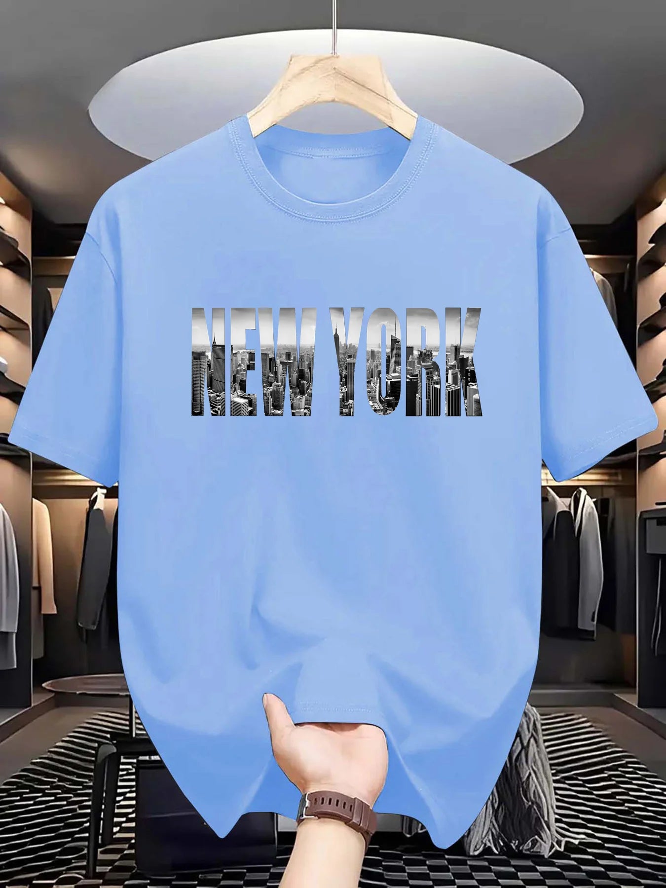 T-shirt Homme New York City - Coton Pur Col Rond Manches Courtes