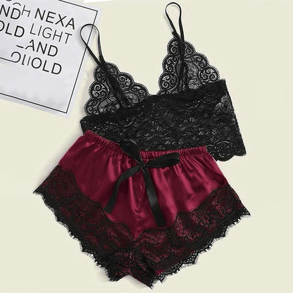 Pyjama Satin & Dentelle – Ensemble 2 pièces femme