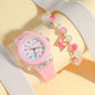 Montre lumineuse en silicone papillon de mode + bracelet de perles papillon