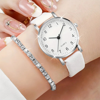 Montre à Quartz, bracelet en cuir, avec bijoux en diamant