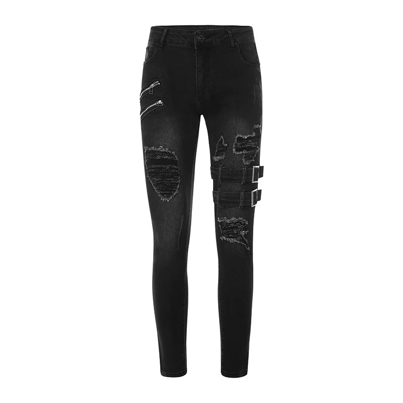 Pantalon de motard Slim déchiré pour hommes