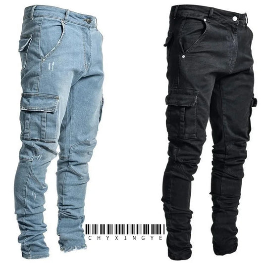 Jean multi poches Denim Cargo grande taille