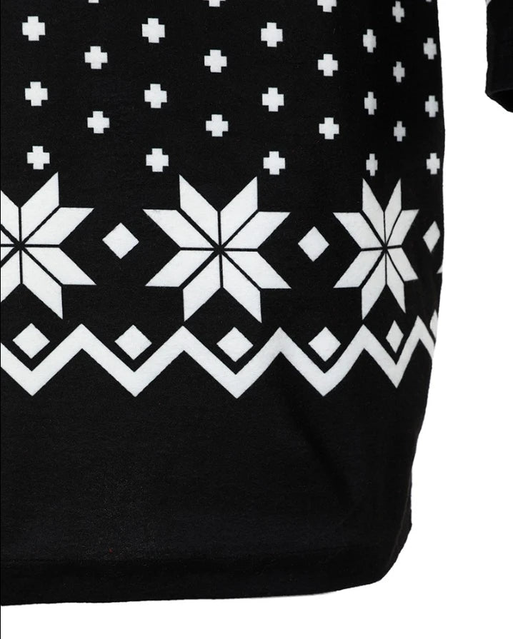 Robe de noël imprimé flocon de neige et élan à manches longues