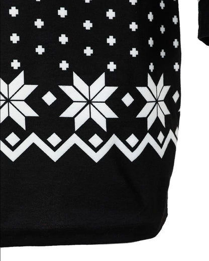 Robe de noël imprimé flocon de neige et élan à manches longues