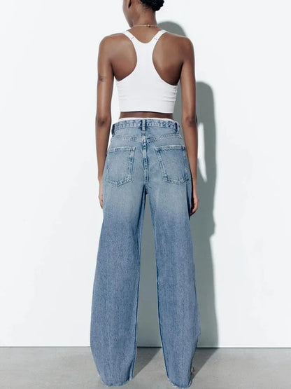 Jean Jambes larges à trous Femmes