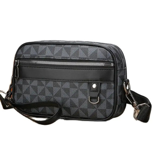 Sac bandoulière homme élégant – noir ou marron à motifs géométriques