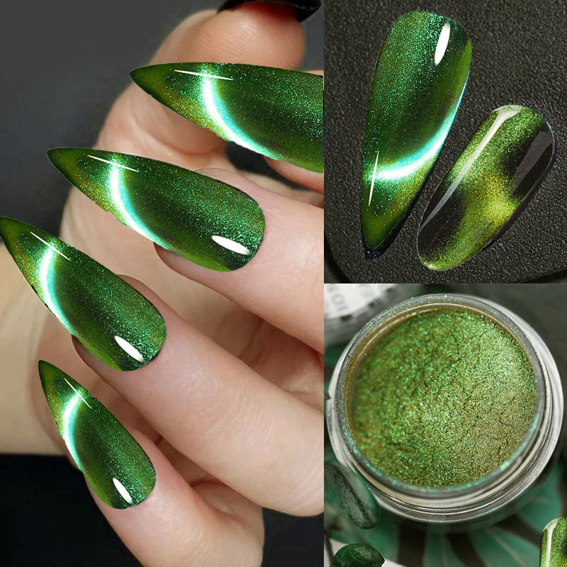 6 colors chameleon magic magnet cat eye powder 9D holographic cat eye magnet shiny nail powder DIY Christmas cat eye nail dust