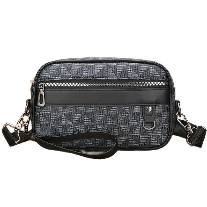 Sac bandoulière homme élégant – noir ou marron à motifs géométriques