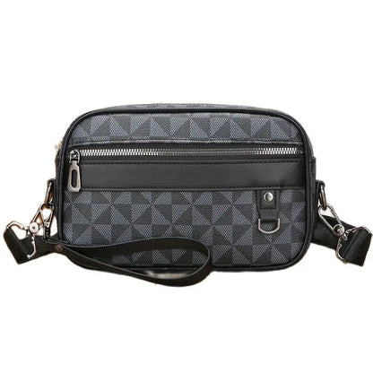 Sac bandoulière homme élégant – noir ou marron à motifs géométriques